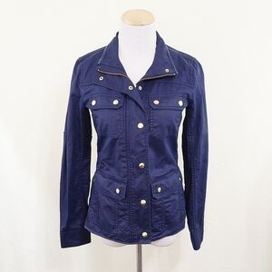 J. Crew Downtown Field Jacket navy blue utility Waxed Cotton Women's size XXS